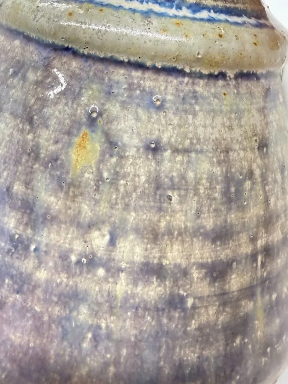 Studio Art Pottery Bud Vase Weed Pot Blue Purple Drip Stoneware Signed 4.5